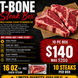 Load image into Gallery viewer, T-Bone Steak, USDA CHOICE (10pc x 16oz {454g})
