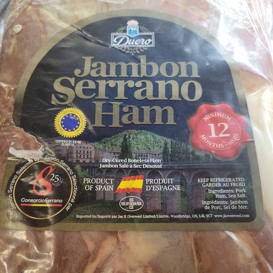 Prosciutto, Serrano Ham,  Spain (1/2 lb)